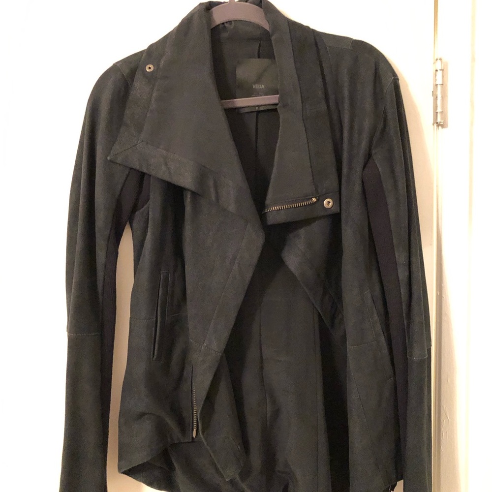 Veda leather jacket, navy